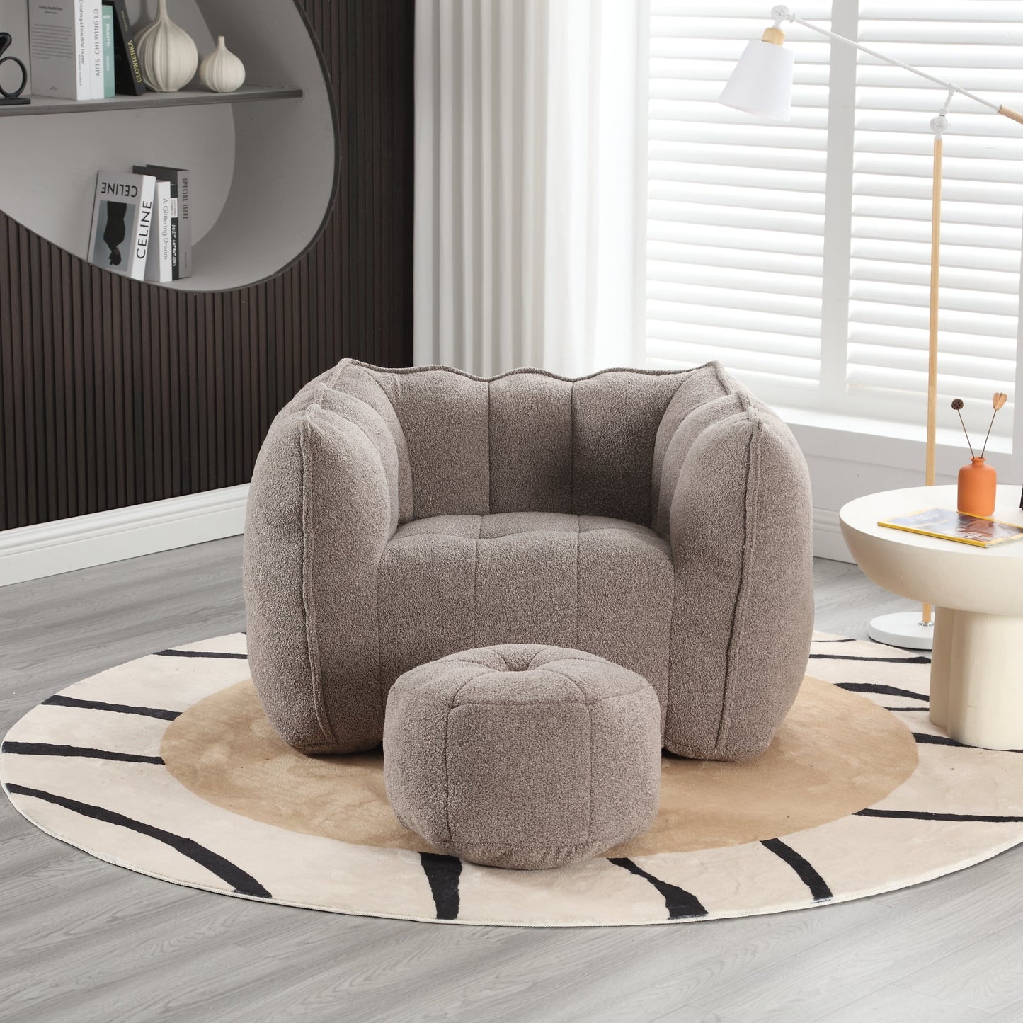 Soft Bean Bag Lazy Sofa with Footstool