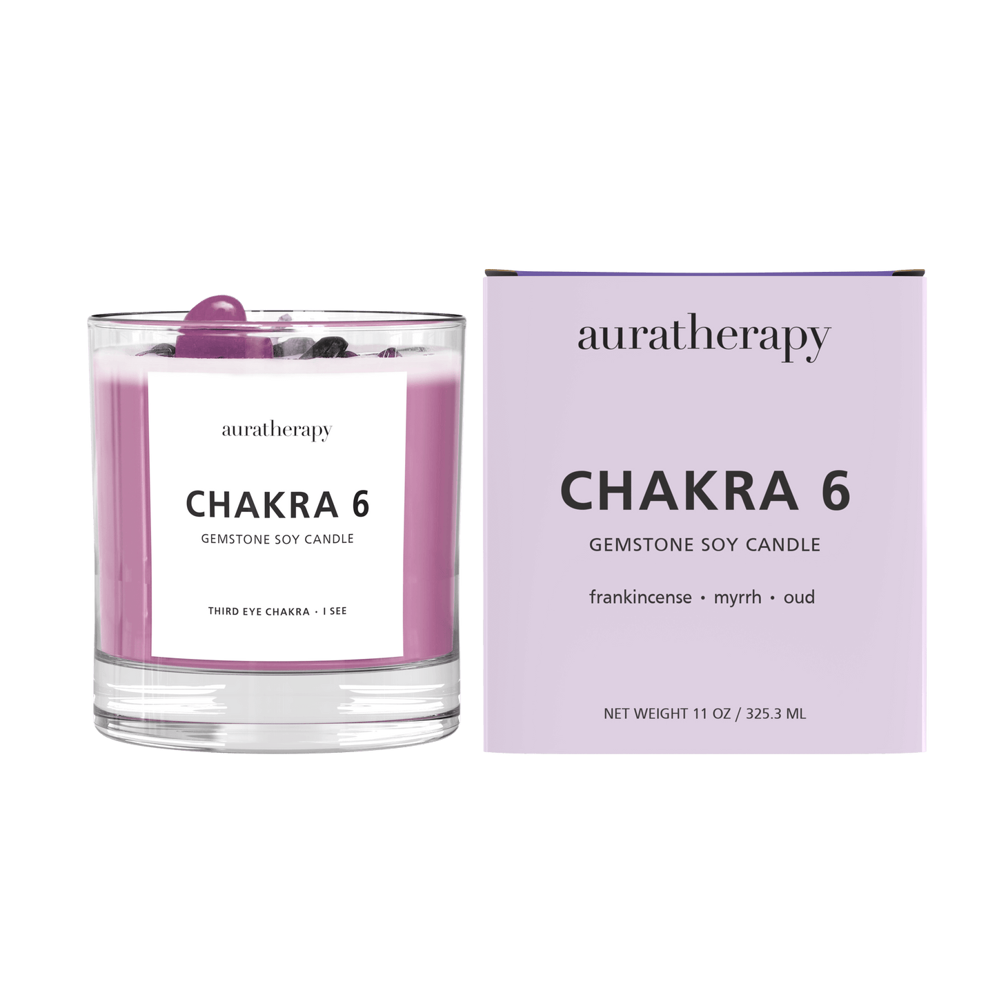 Chakra 6 - Third Eye Chakra Amethyst & Tourmaline Gemstone Candle