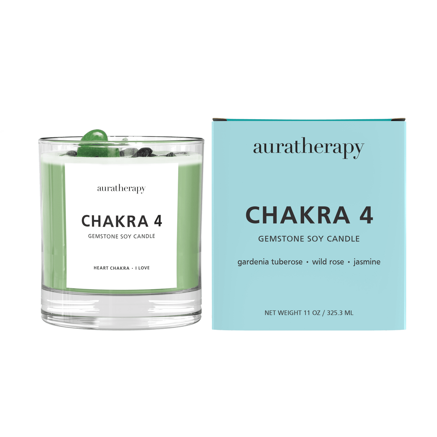 Chakra 4 - Heart Chakra Aventurine Gemstone Candle