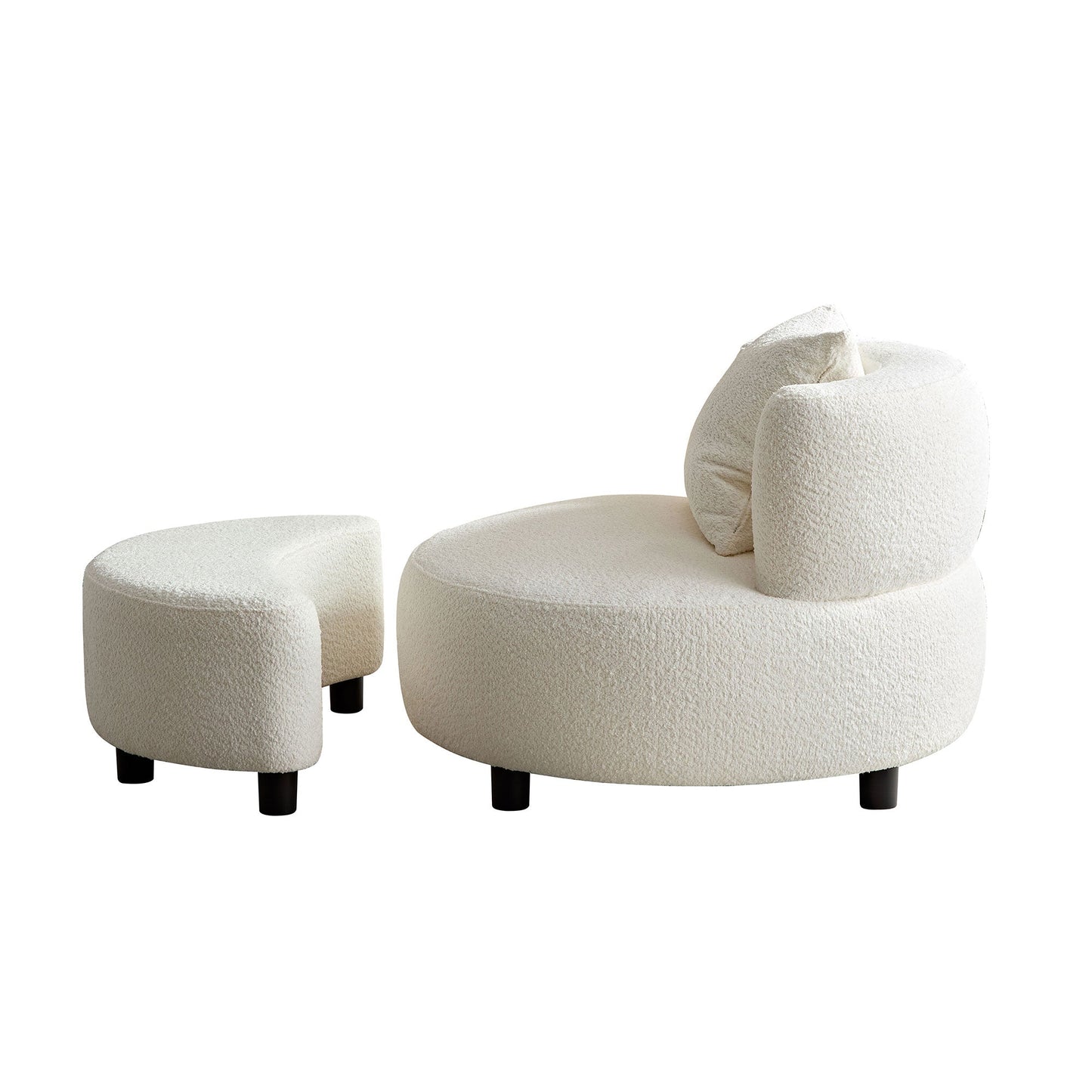 Teddy Fabric Sofa Chair with Ottoman in Beige