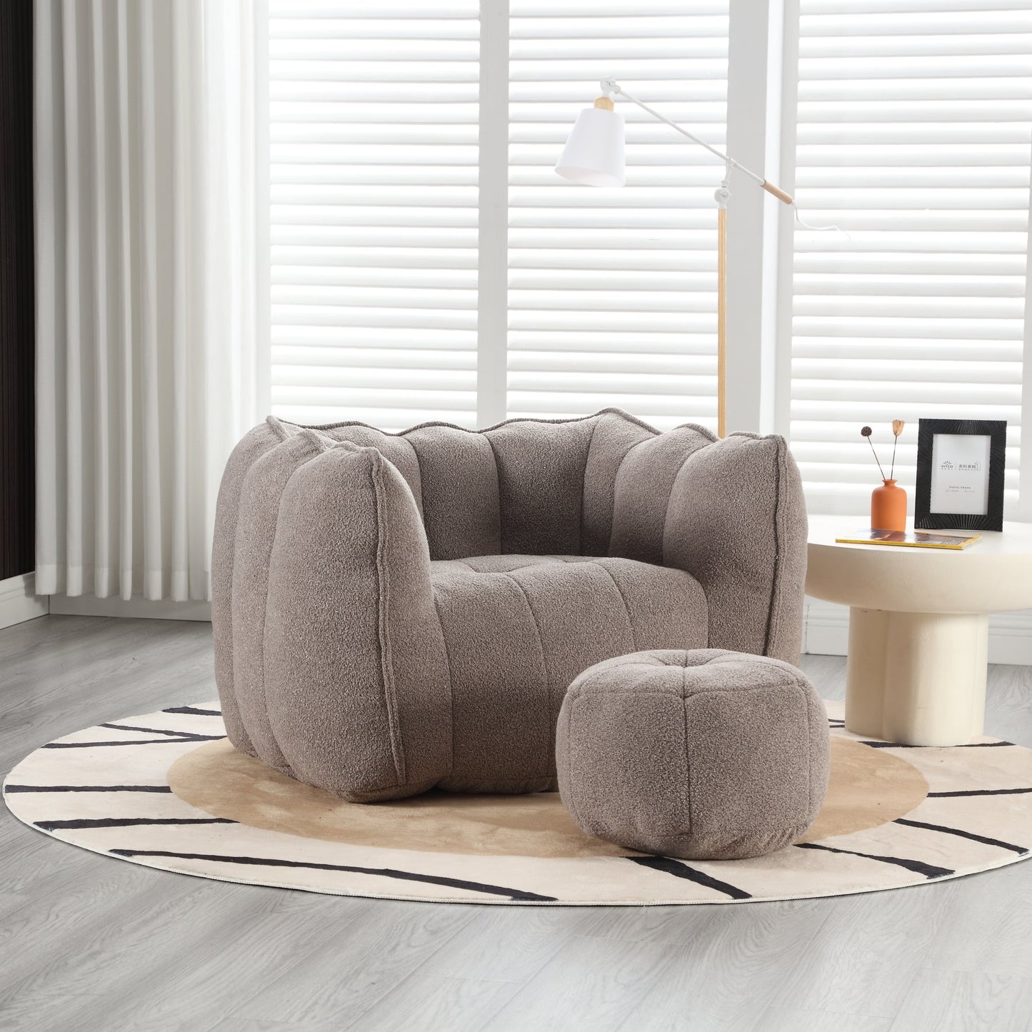 Soft Bean Bag Lazy Sofa with Footstool
