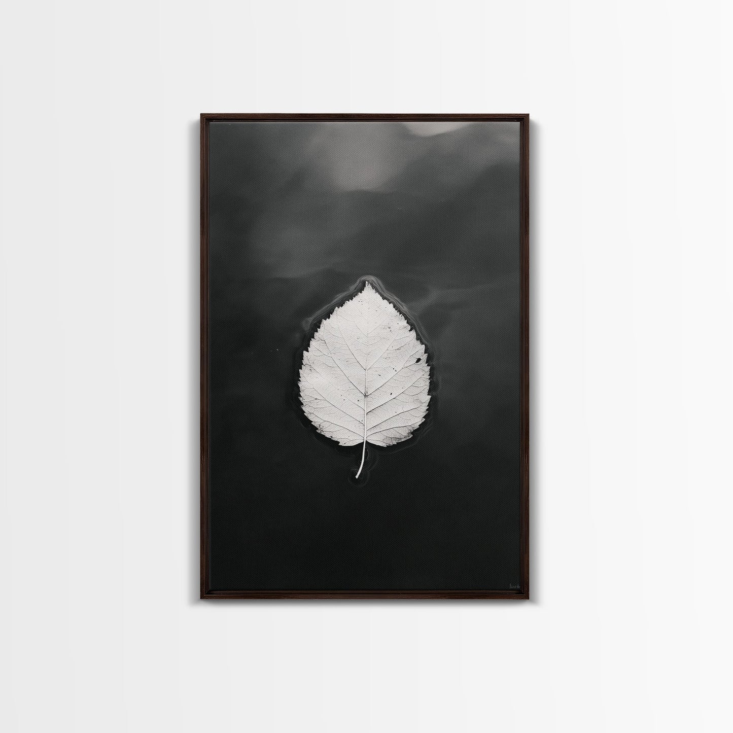 Floating Leaf, Still Water, Autumn Calm, Canvas Print