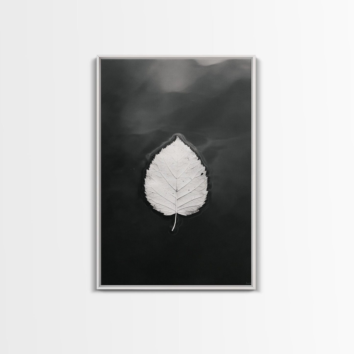 Floating Leaf, Still Water, Autumn Calm, Canvas Print