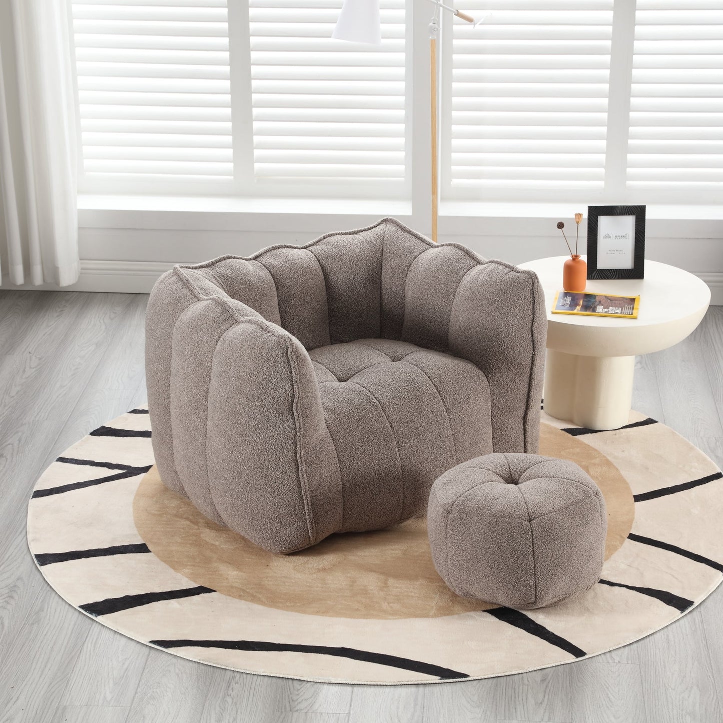Soft Bean Bag Lazy Sofa with Footstool