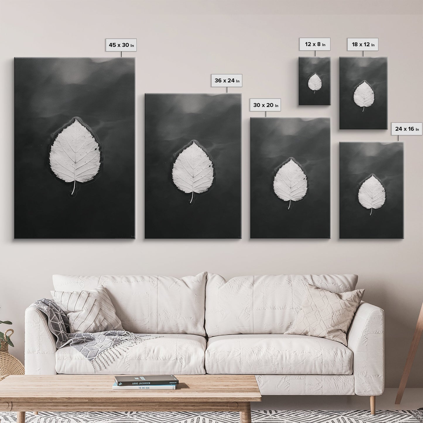 Floating Leaf, Still Water, Autumn Calm, Canvas Print