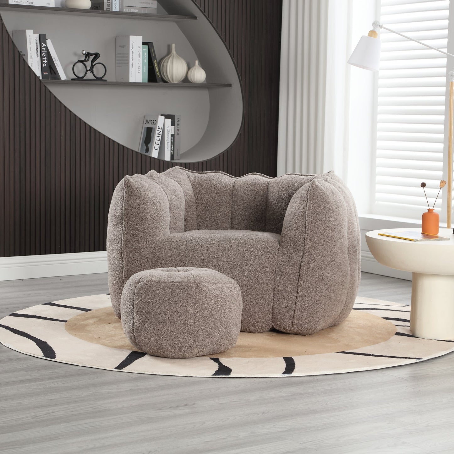 Soft Bean Bag Lazy Sofa with Footstool