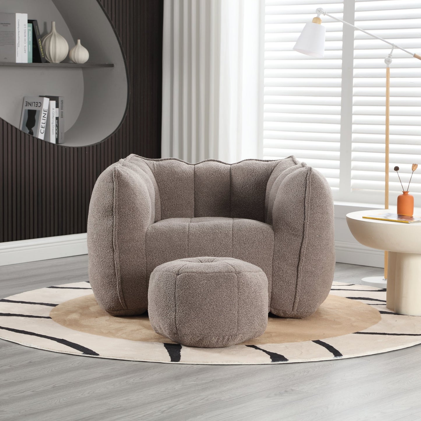 Soft Bean Bag Lazy Sofa with Footstool