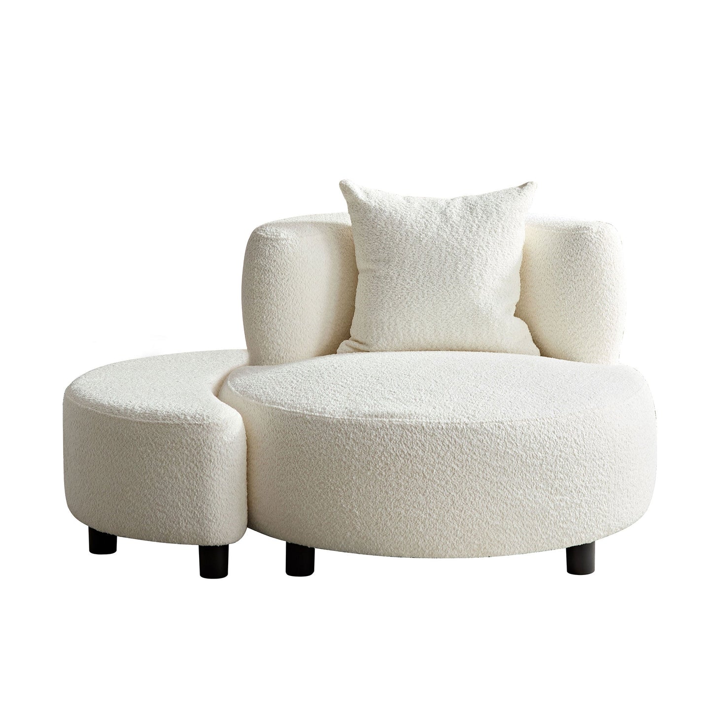Teddy Fabric Sofa Chair with Ottoman in Beige