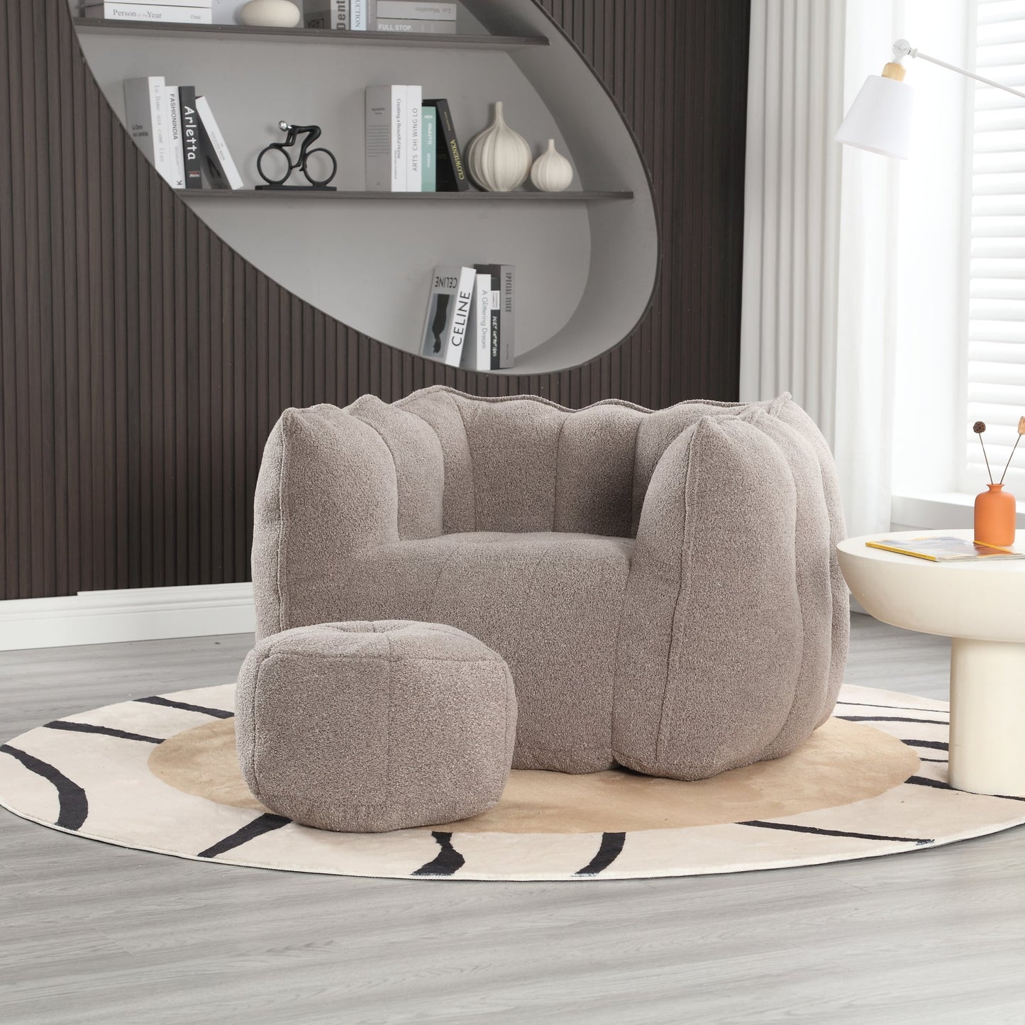 Soft Bean Bag Lazy Sofa with Footstool