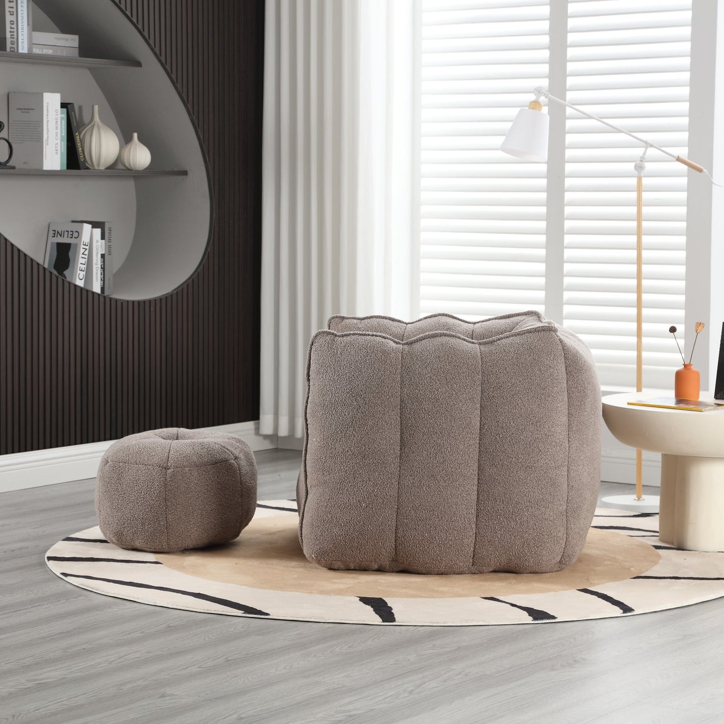 Soft Bean Bag Lazy Sofa with Footstool
