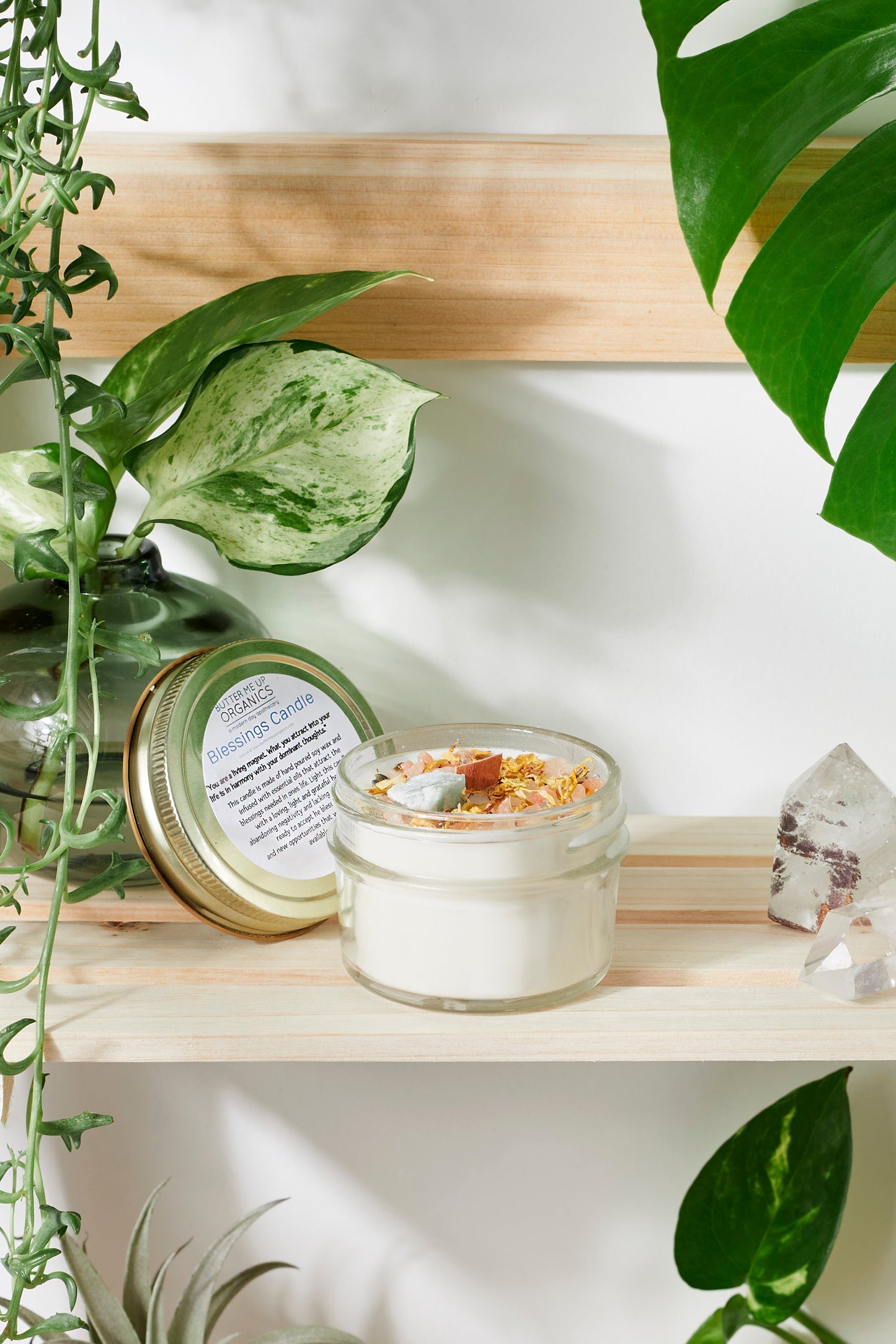 Blessings Soy Handpoured Candle with Crystals