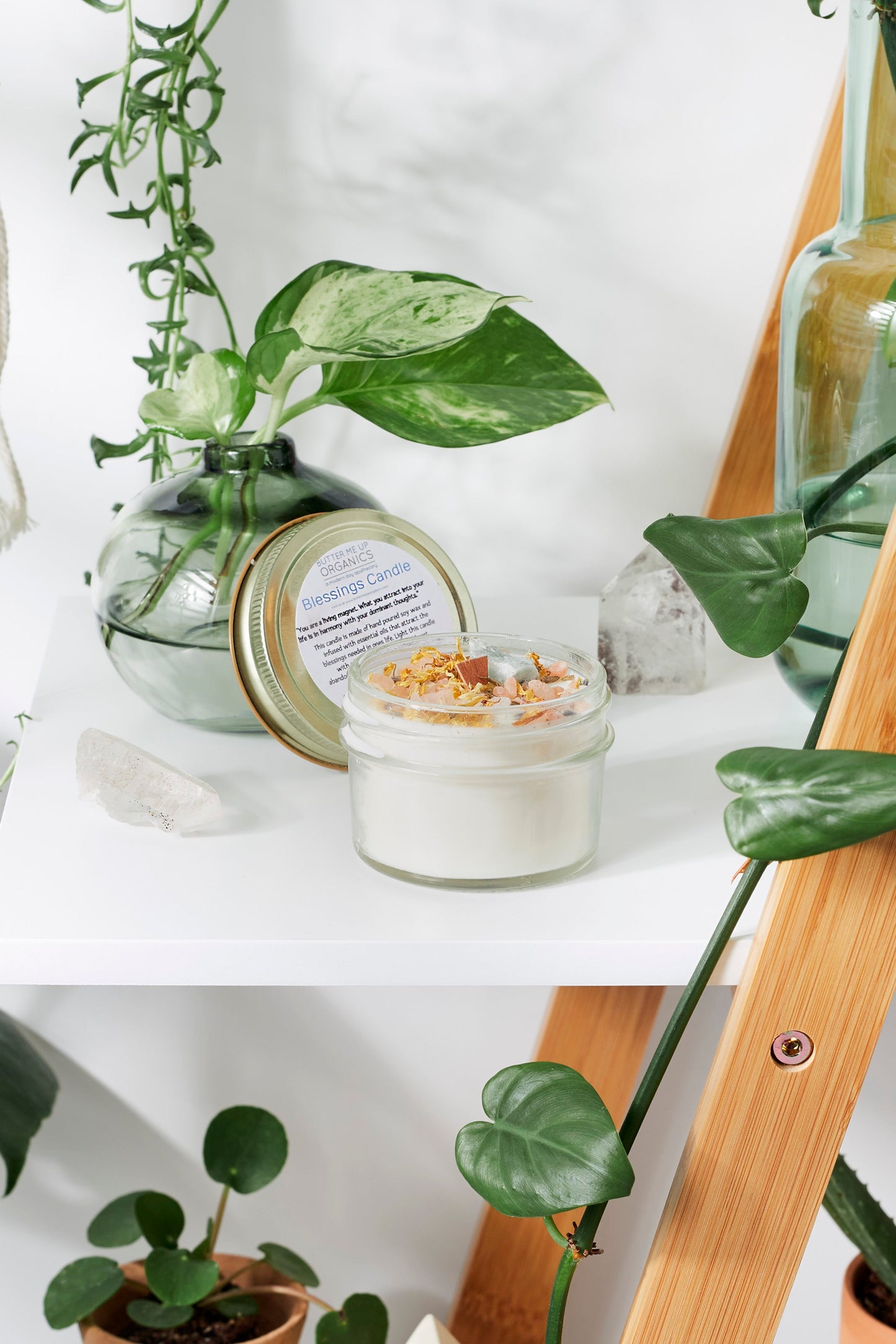 Blessings Soy Handpoured Candle with Crystals