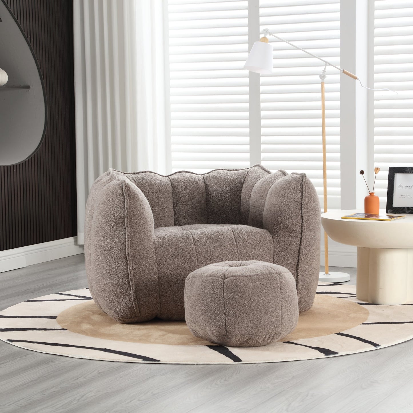 Soft Bean Bag Lazy Sofa with Footstool