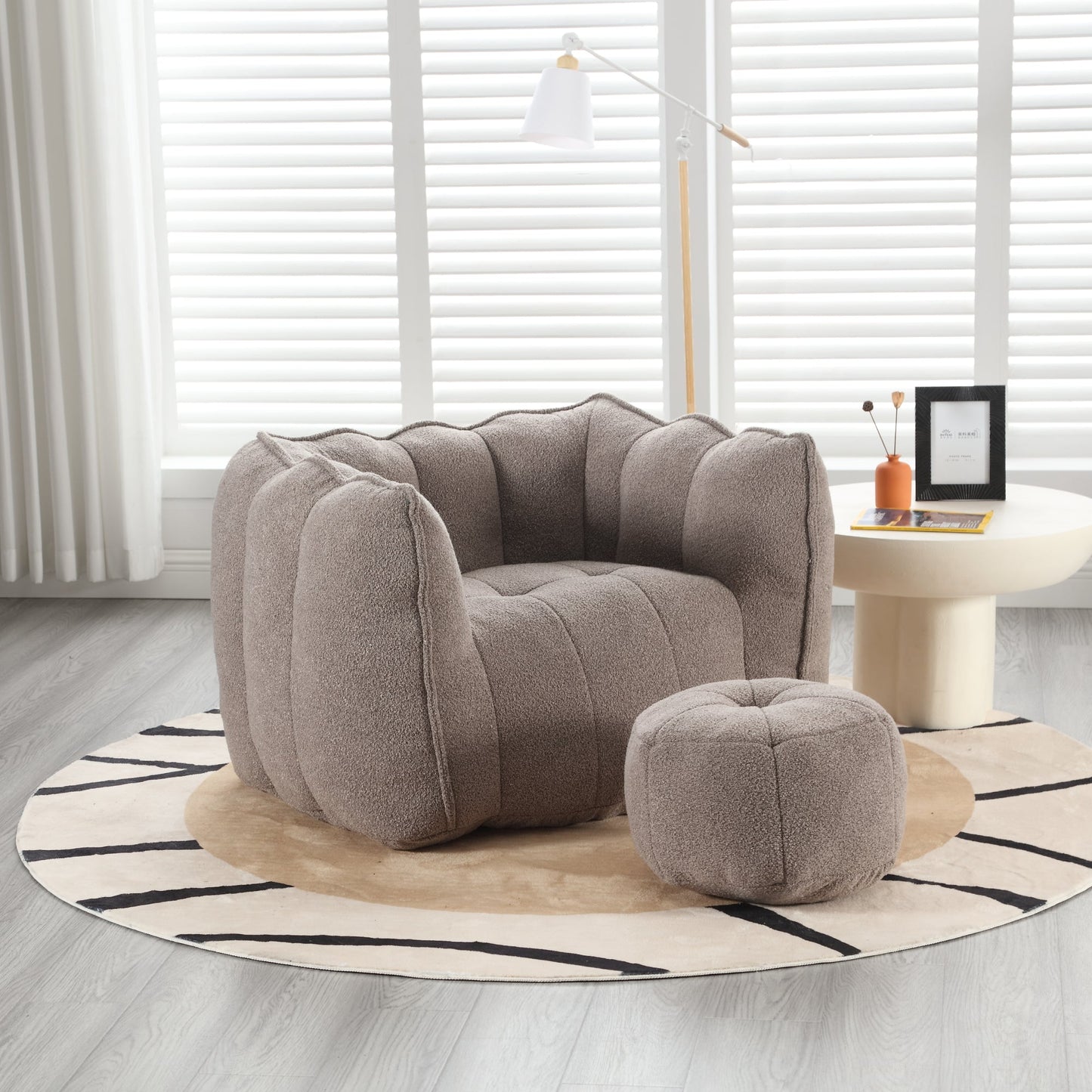 Soft Bean Bag Lazy Sofa with Footstool