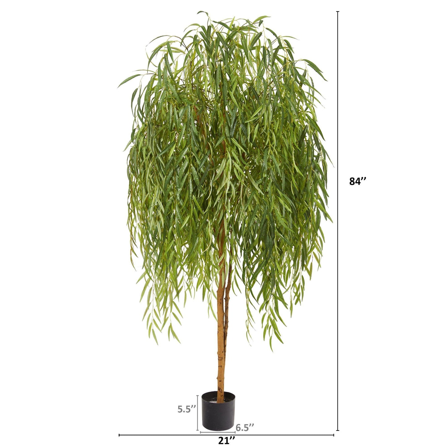7’ Artificial Willow Tree with Lifelike Green Canopy