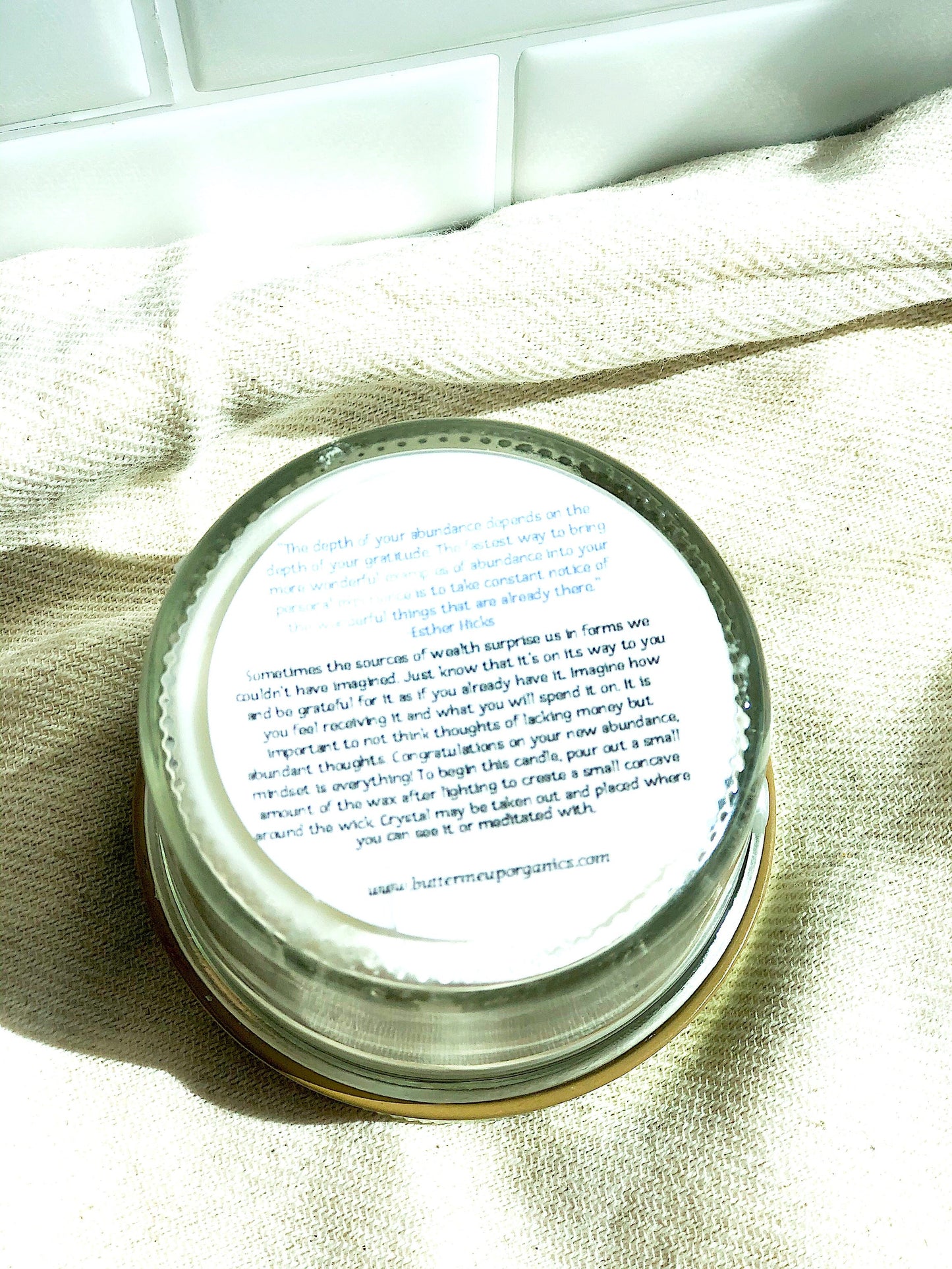 Hand Poured Soy Wax Abundance Ritual Candle with Crystals