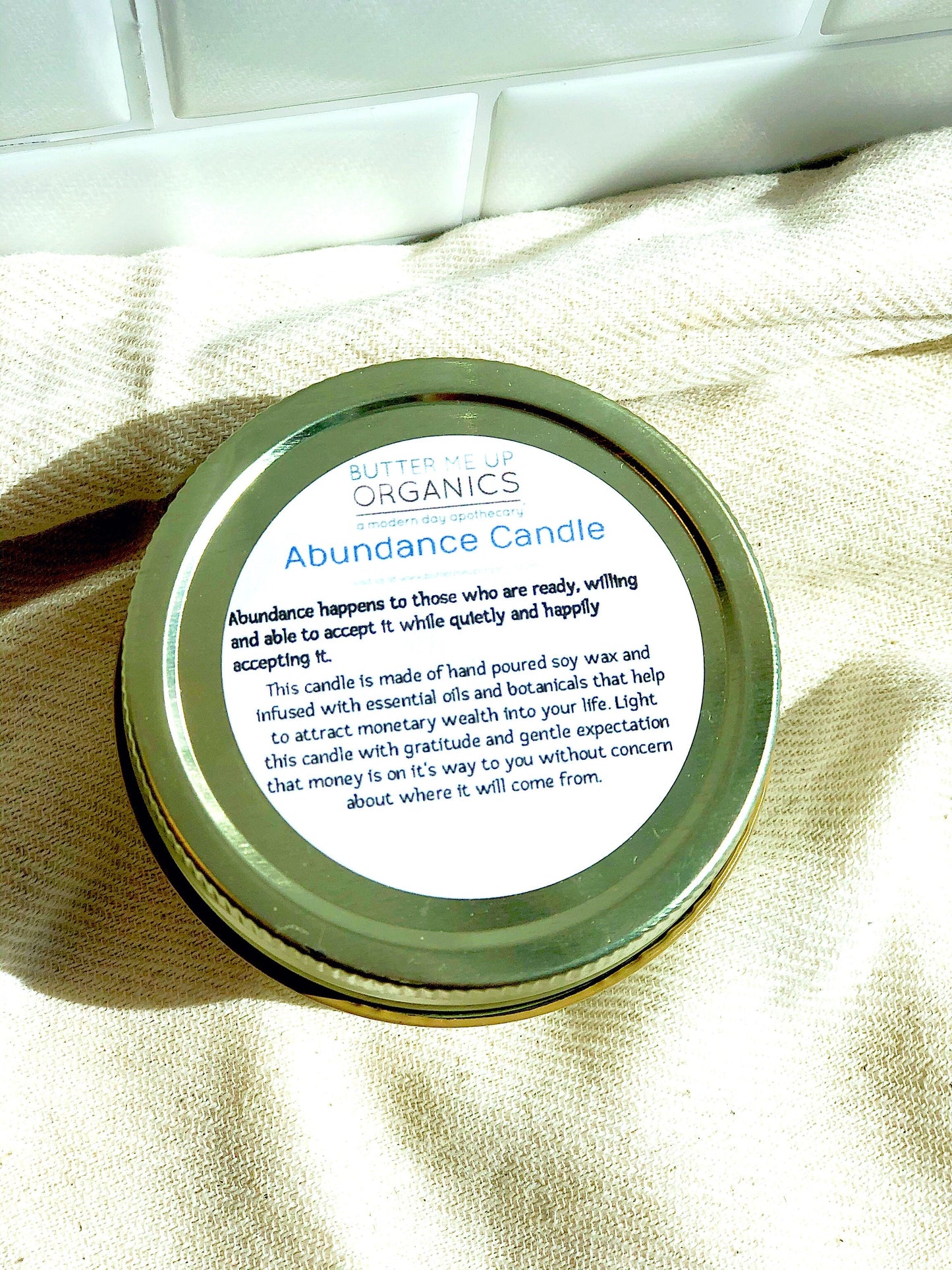Hand Poured Soy Wax Abundance Ritual Candle with Crystals