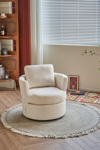 Rotating Bucket Chair – 360° Swivel Club Armchair (Beige)