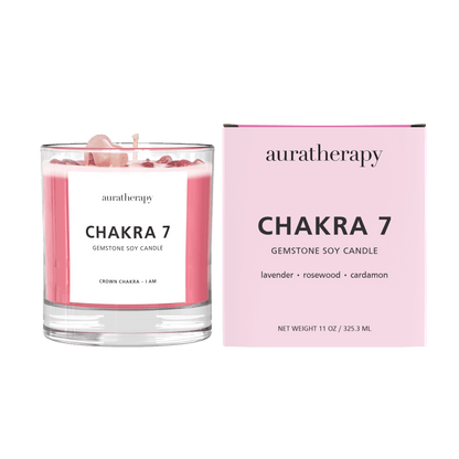 Chakra 7 - Crown Chakra Strawberry Quartz Gemstone Candle