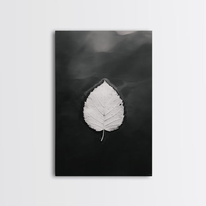 Floating Leaf, Still Water, Autumn Calm, Canvas Print