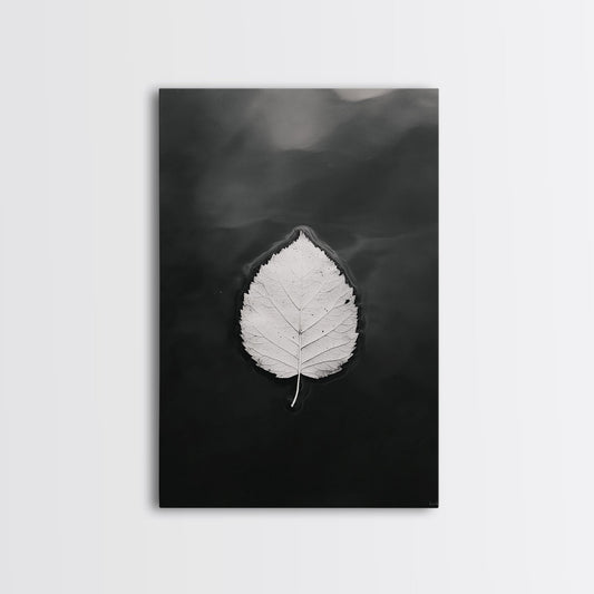 Floating Leaf, Still Water, Autumn Calm, Canvas Print