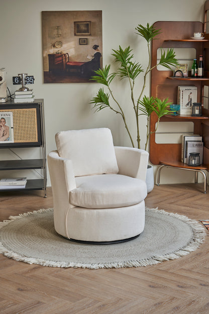 Rotating Bucket Chair – 360° Swivel Club Armchair (Beige)