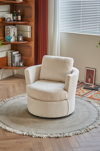 Rotating Bucket Chair – 360° Swivel Club Armchair (Beige)