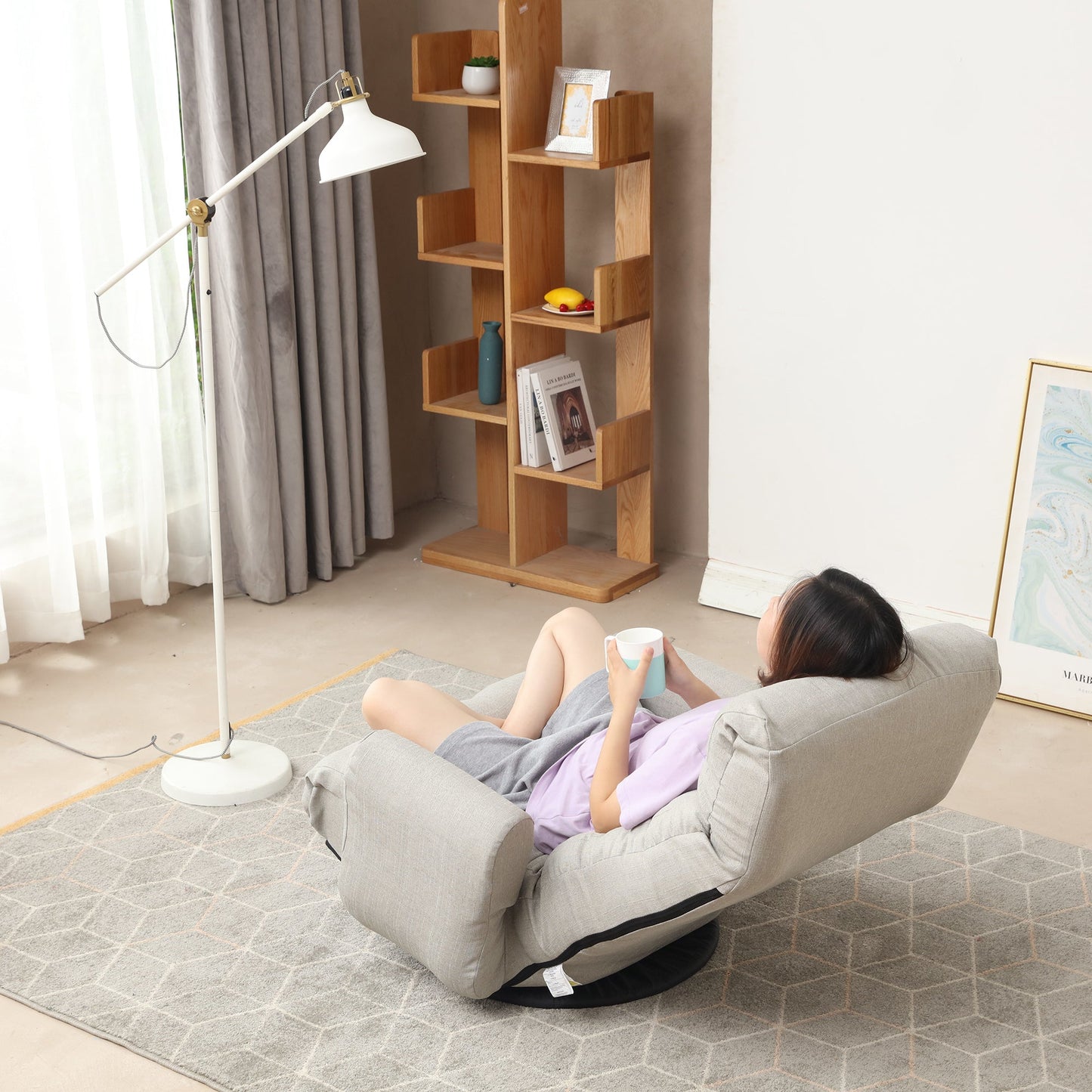 Adjustable Lounge Chair with 360° Rotation