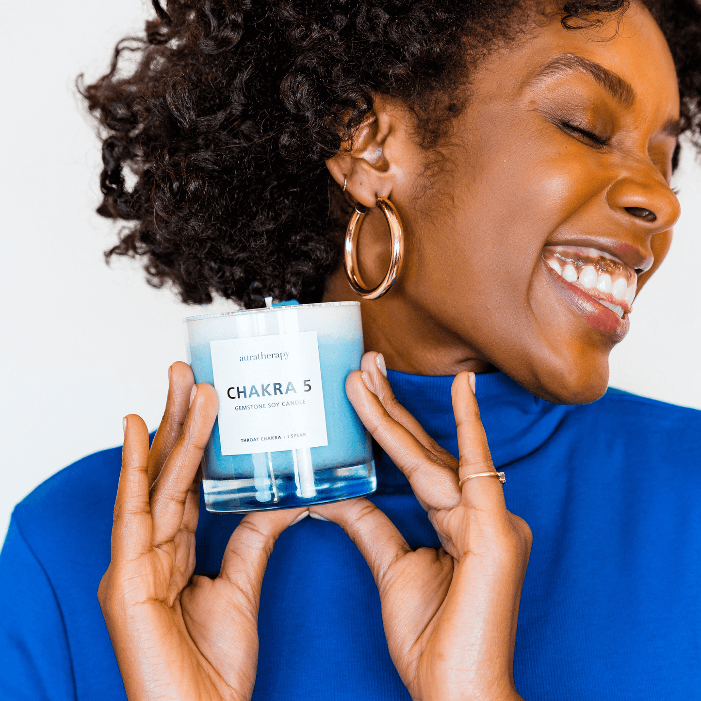 Chakra 5 - Throat Chakra Lapis Lazuli Gemstone Candle