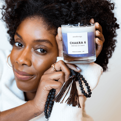 Chakra 6 - Third Eye Chakra Amethyst & Tourmaline Gemstone Candle