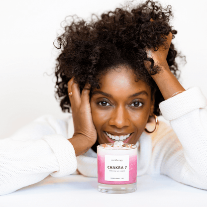 Chakra 7 - Crown Chakra Strawberry Quartz Gemstone Candle