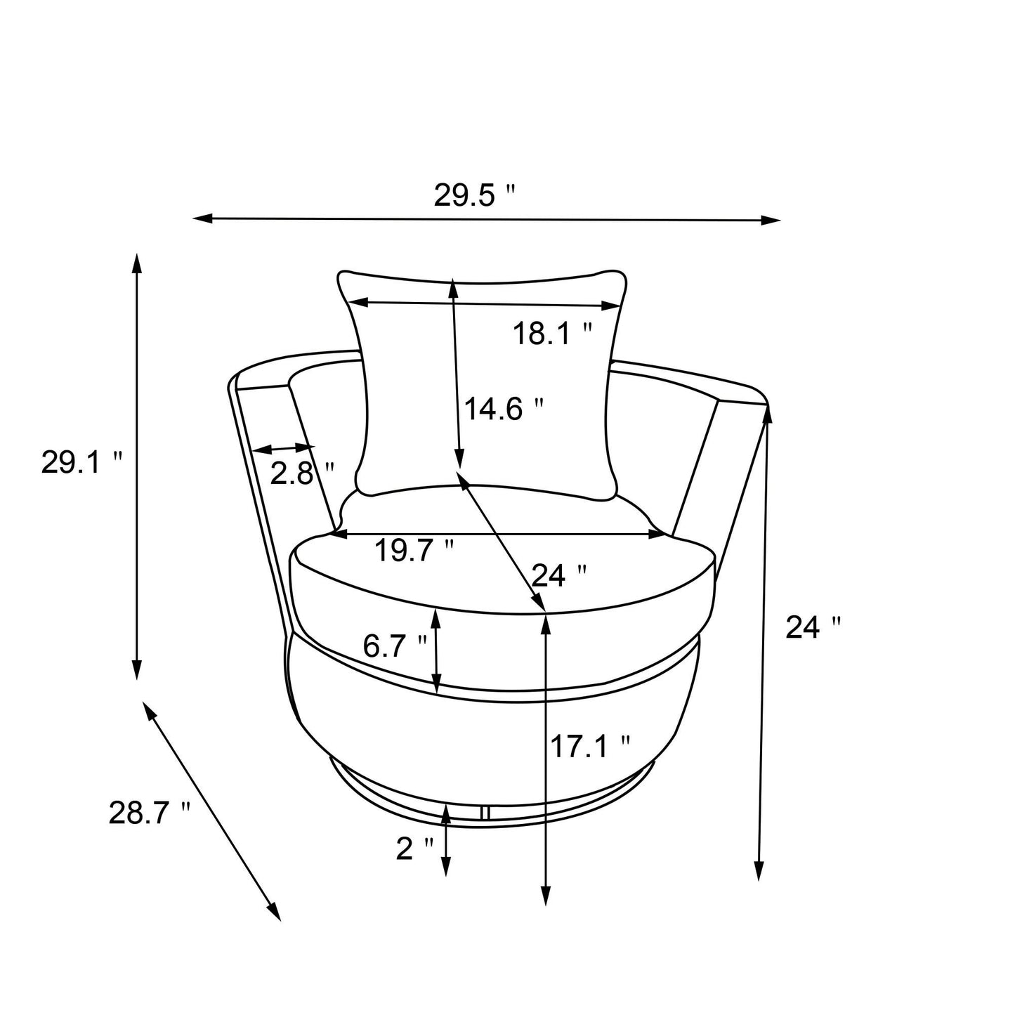 Rotating Bucket Chair – 360° Swivel Club Armchair (Beige)