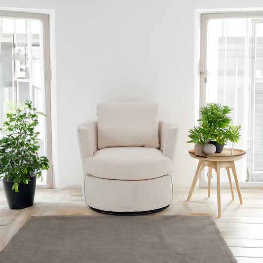 Rotating Bucket Chair – 360° Swivel Club Armchair (Beige)