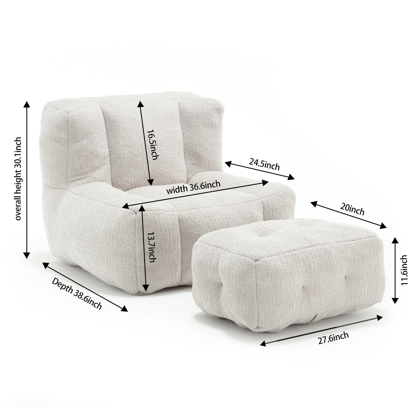 Super Soft Couch Chair With Memory Foam and Footstool