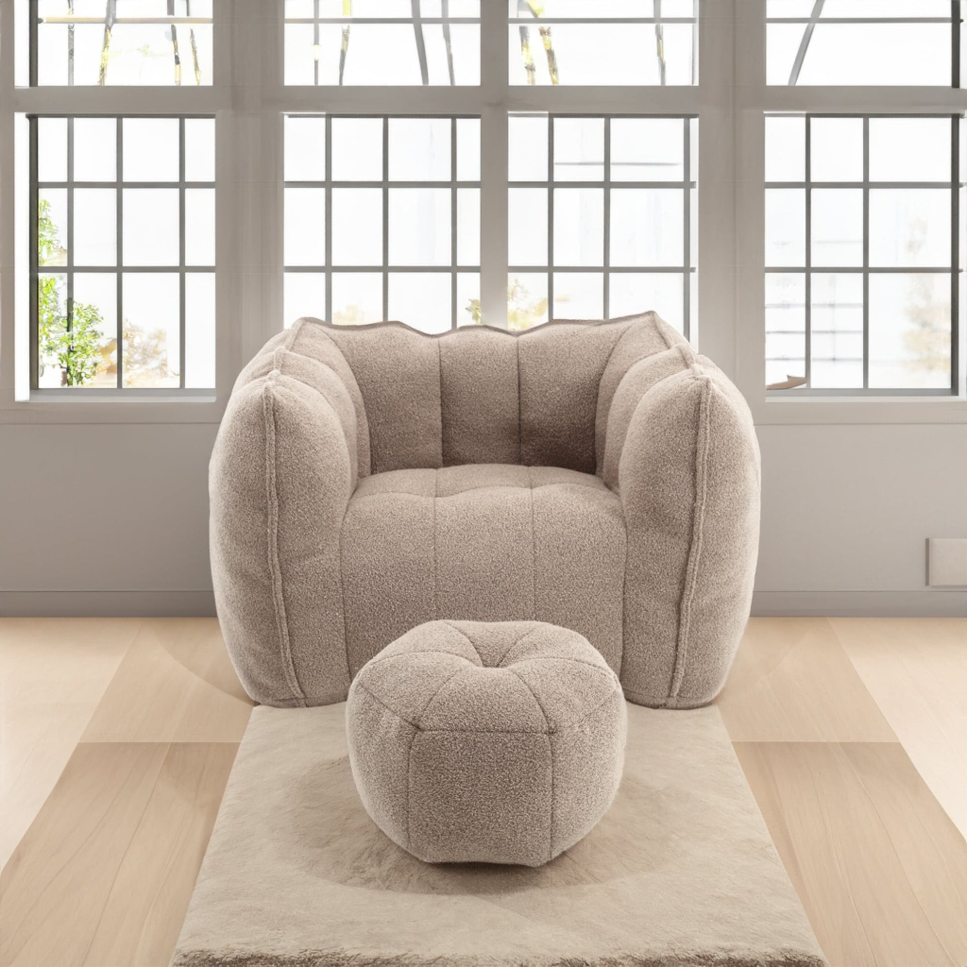 Soft Bean Bag Lazy Sofa with Footstool