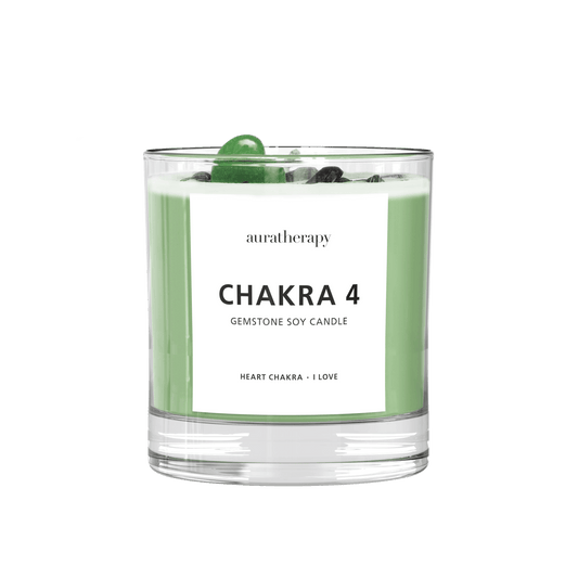 Chakra 4 - Heart Chakra Aventurine Gemstone Candle