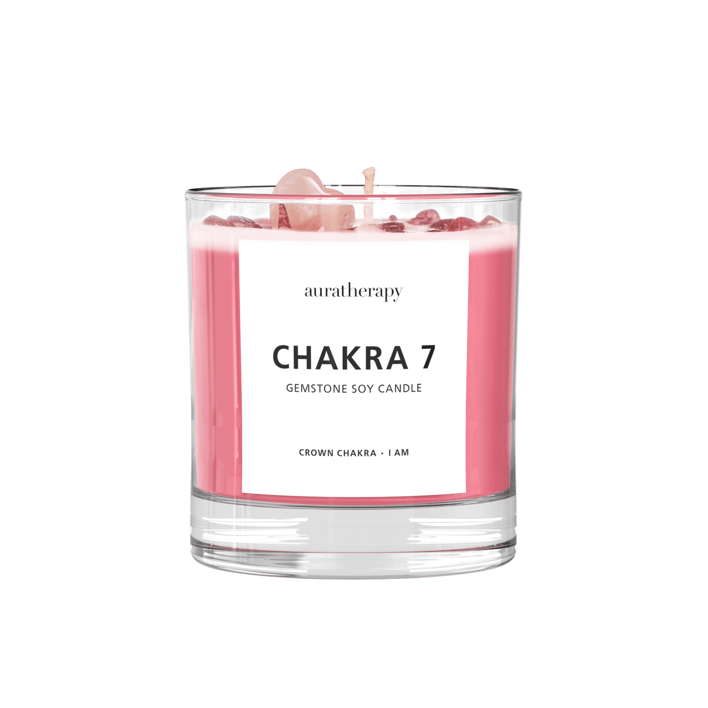 Chakra 7 - Crown Chakra Strawberry Quartz Gemstone Candle