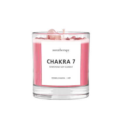 Chakra 7 - Crown Chakra Strawberry Quartz Gemstone Candle