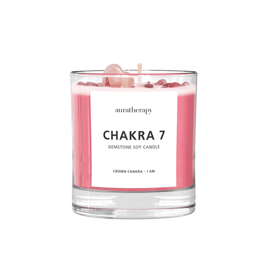 Chakra 7 - Crown Chakra Strawberry Quartz Gemstone Candle