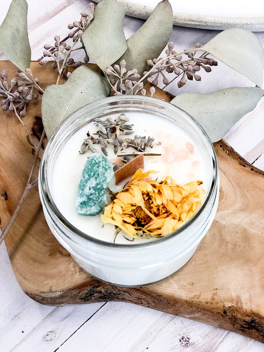 Blessings Soy Handpoured Candle with Crystals