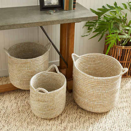 Handwoven Rivergrass Storage Baskets for Coastal Decor (Set of 3)