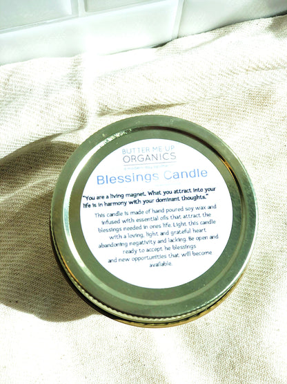 Blessings Soy Handpoured Candle with Crystals